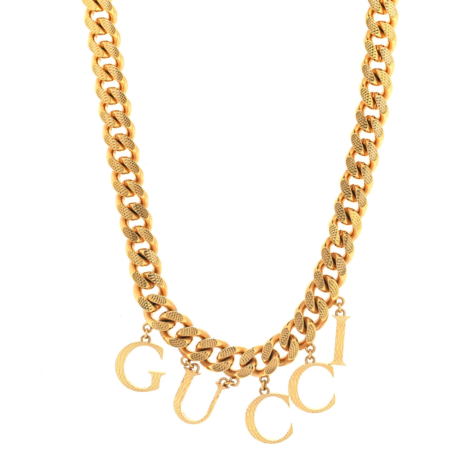 Gucci Metal Script Logo Interlocking Chain Necklace Gold 1 of 4