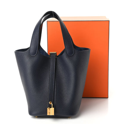 Hermes Taurillon Clemence Picotin Lock 18 PM Bleu Nuit 11 of 11