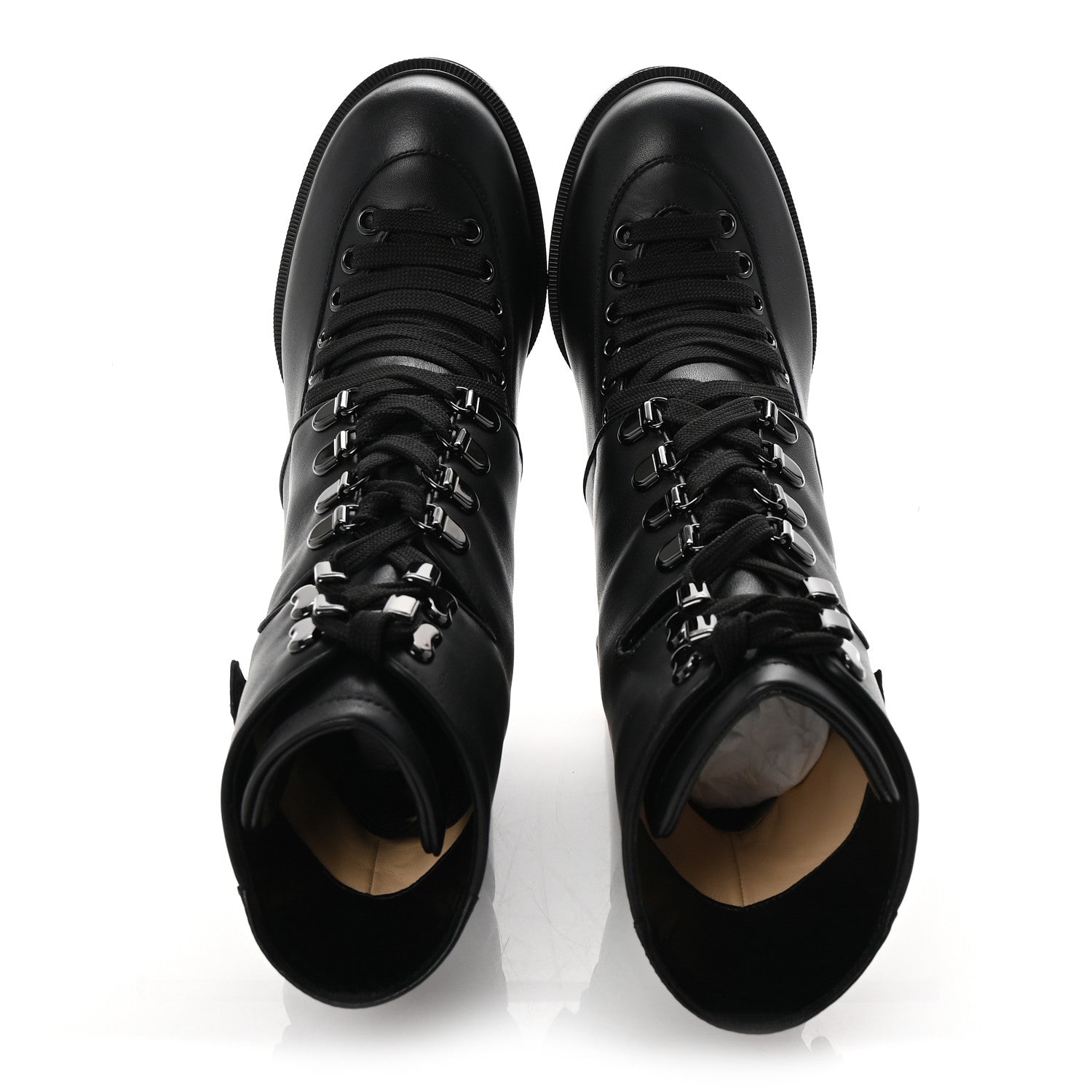 Christian Louboutin Calfskin Macademia 100 Combat Boots 37.5 Black 2 of 9