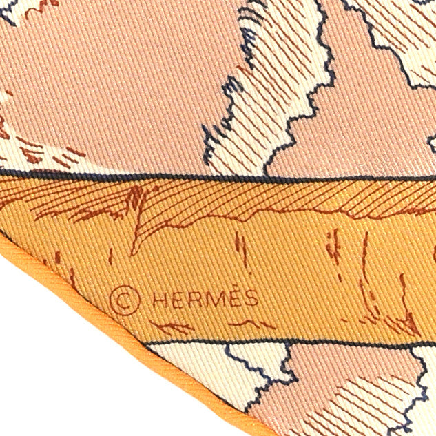 Hermes Silk Rendez-Vous Galant Scarf 70 Ciel Orange White 4 of 5