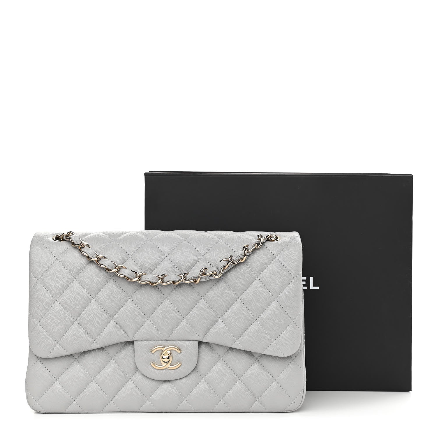 Chanel Caviar Quilted Jumbo Double Flap Grey 11 of 11