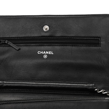 Chanel Lambskin Quilted Wallet On Chain WOC Black 12 of 17