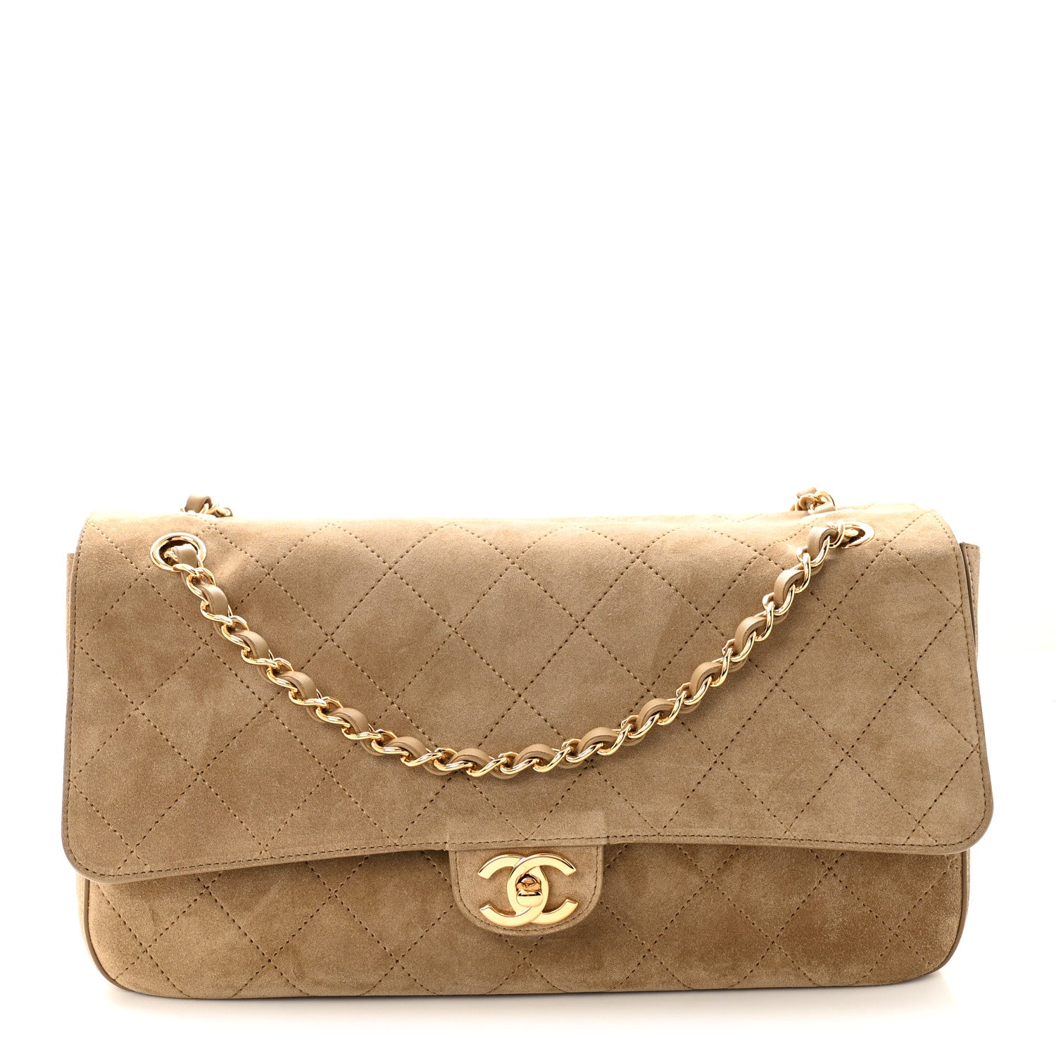 Chanel Suede Calfskin Small Souplissimo Maxi Flap Dark Beige 1 of 9