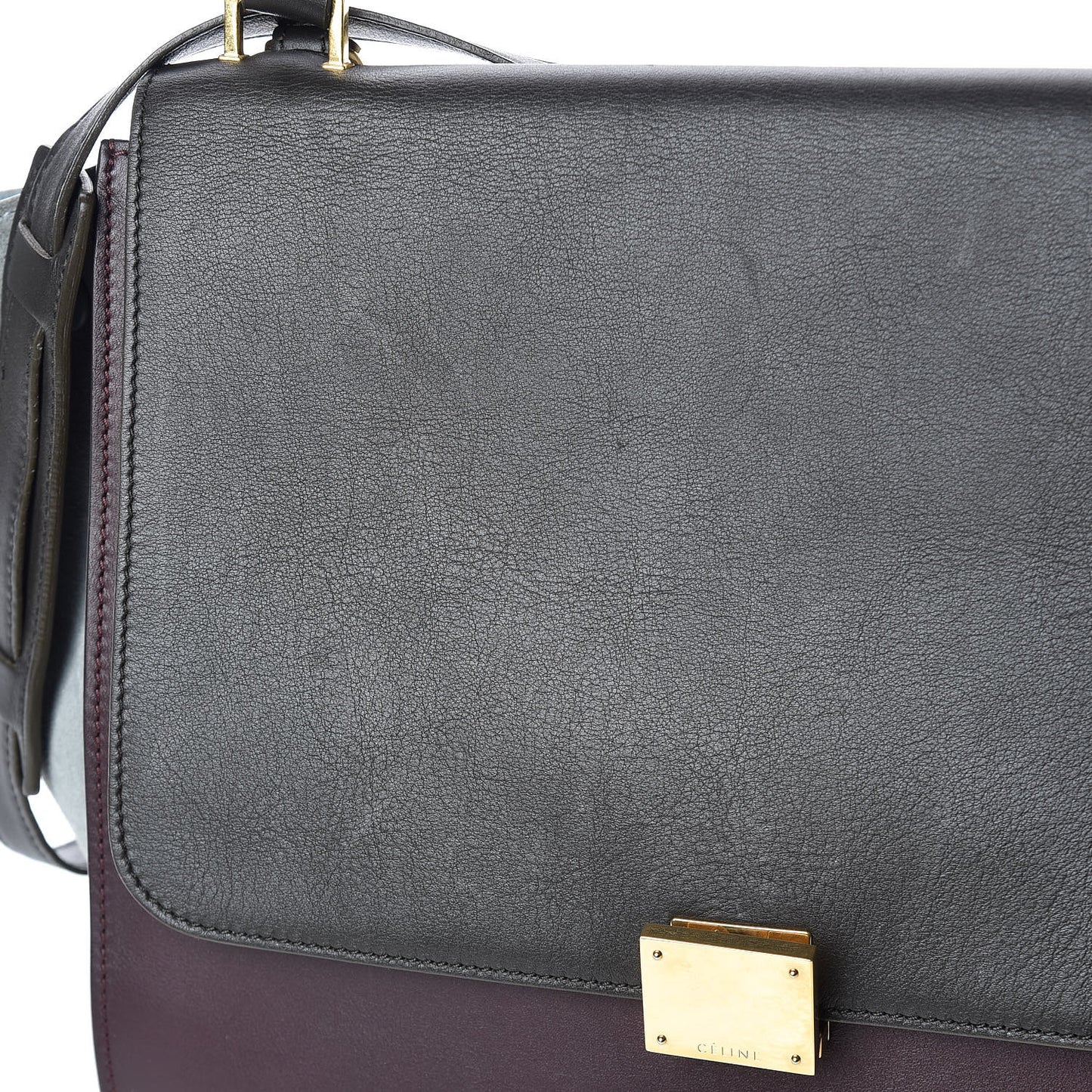 Smooth Calfskin Suede Medium Tri-Color Trapeze Dark Grey