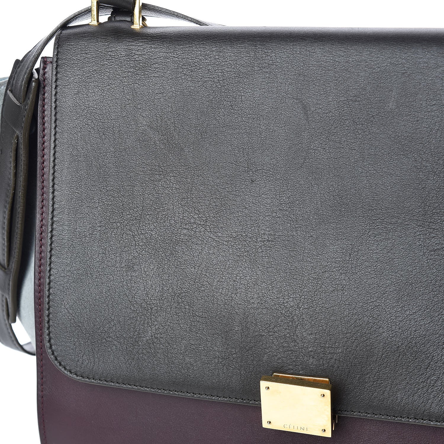 Celine Smooth Calfskin Suede Medium Tri-Color Trapeze Dark Grey 11 of 14