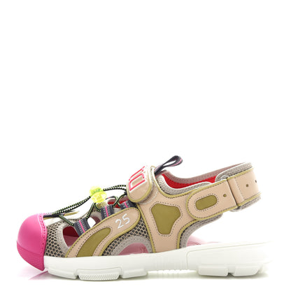 Gucci Mesh Fabric Tinsel Sport Sandals 39 Loess Sand Box Pink 1 of 11