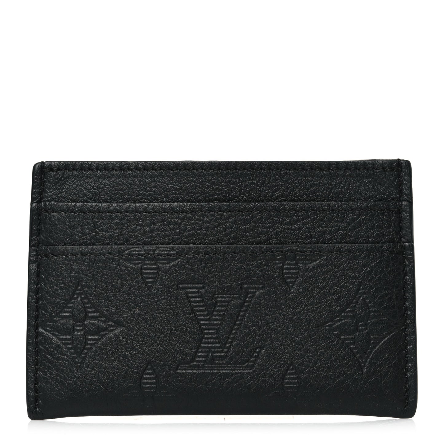 Calfskin Monogram Shadow Double Card Holder Black