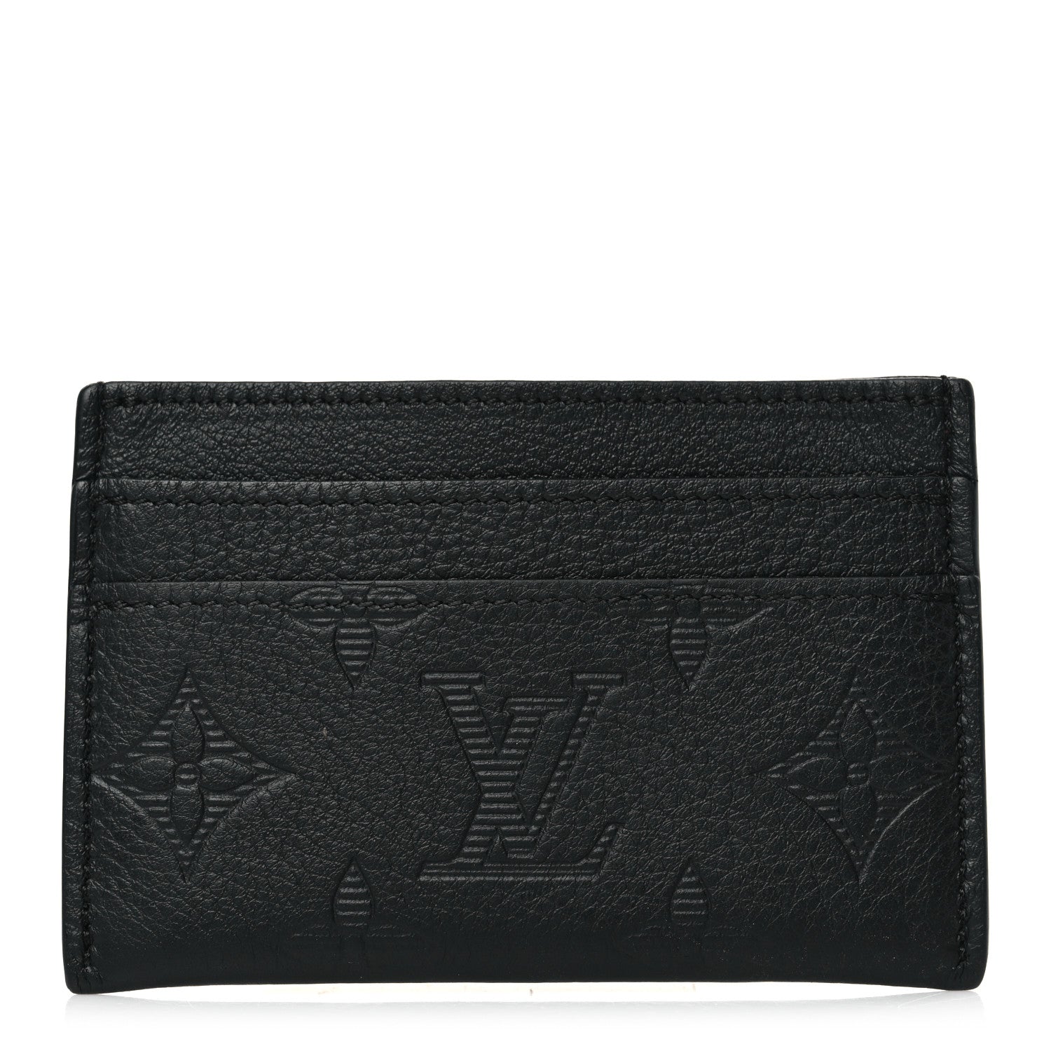 Louis Vuitton Calfskin Monogram Shadow Double Card Holder Black 1 of 6