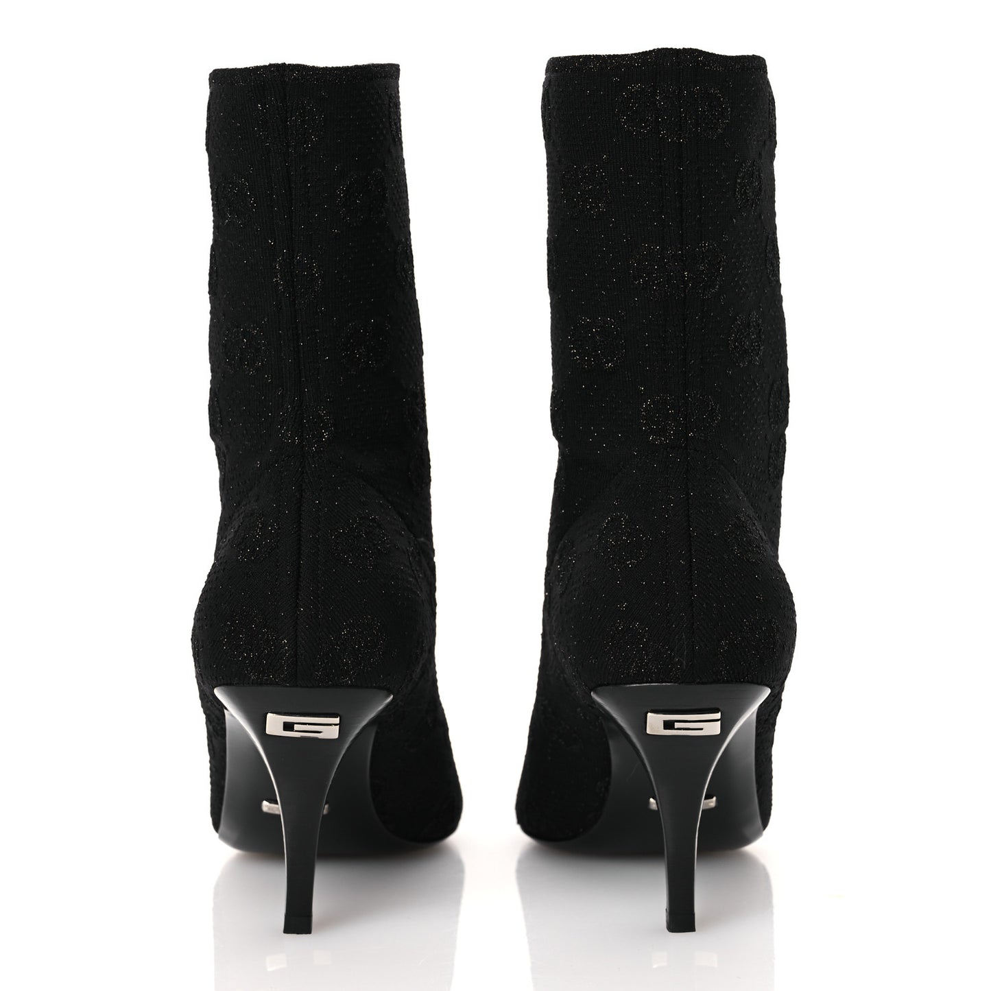 Technical Jersey Knit GG Monogram Square G 75mm Ankle Boots 39 Black Gray