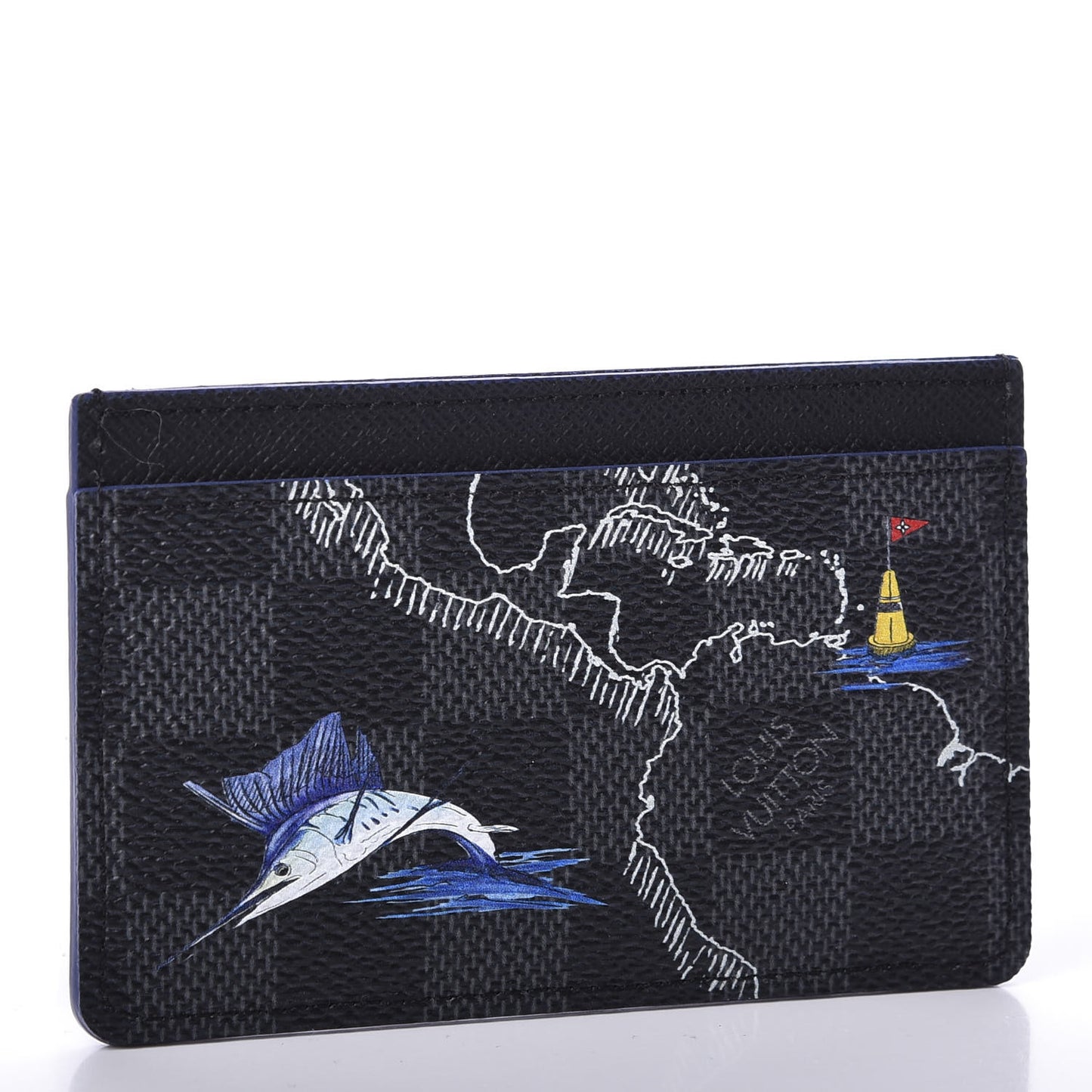 Damier Graphite World Map Porte Cartes Simple