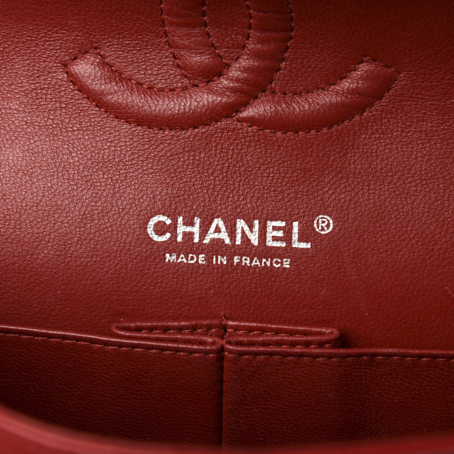 Caviar Quilted Medium Double Flap Dark Red