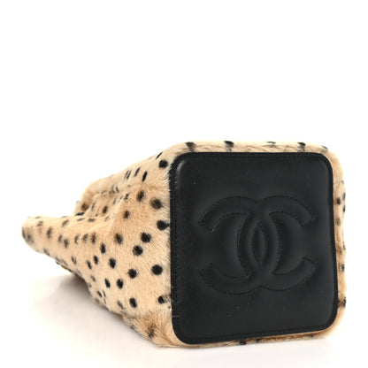 Chanel Pony Hair Cheetah Printed CC Chain Bucket Bag Light Beige Black 5 of 20
