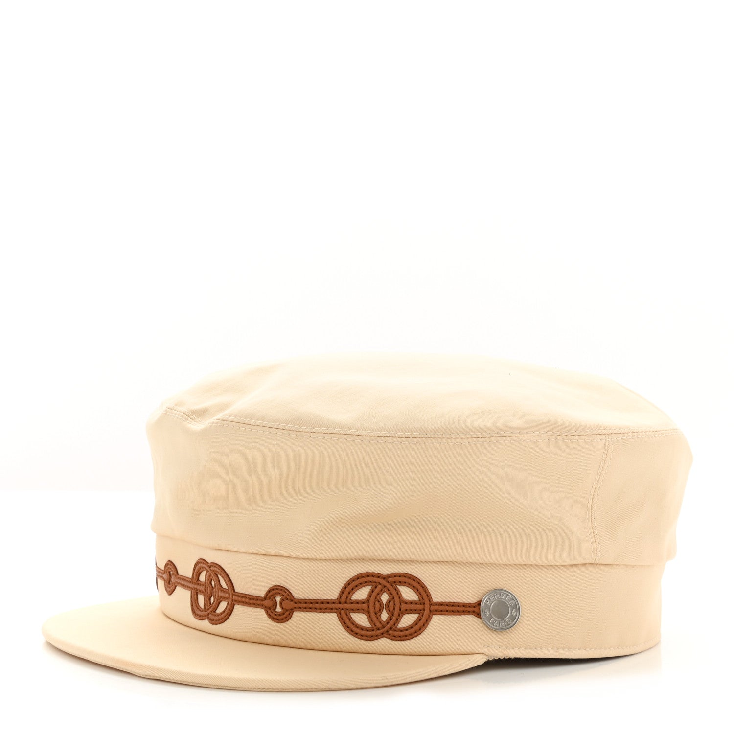 Hermes Double Linen Twill Casquette Cabourg Cliquetis Cap 57 White Creme 1 of 8