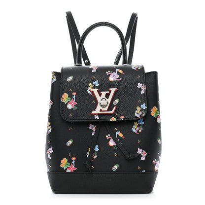 Louis Vuitton Calfskin Flower Lockme Mini Backpack Black Multicolor 1 of 12