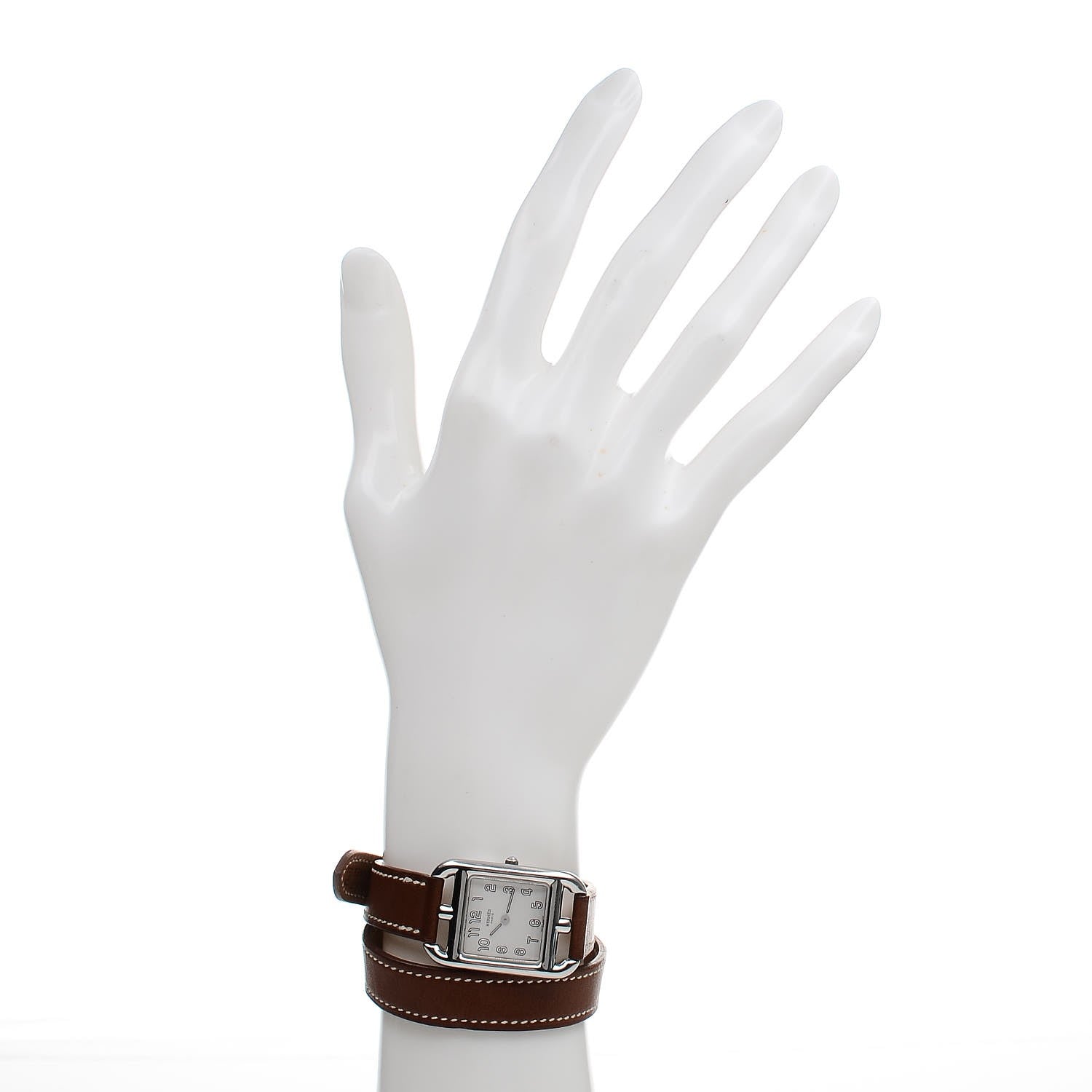 Hermes Stainless Steel Barenia 23mm Cape Cod Double Tour Quartz Watch Fauve 2 of 6