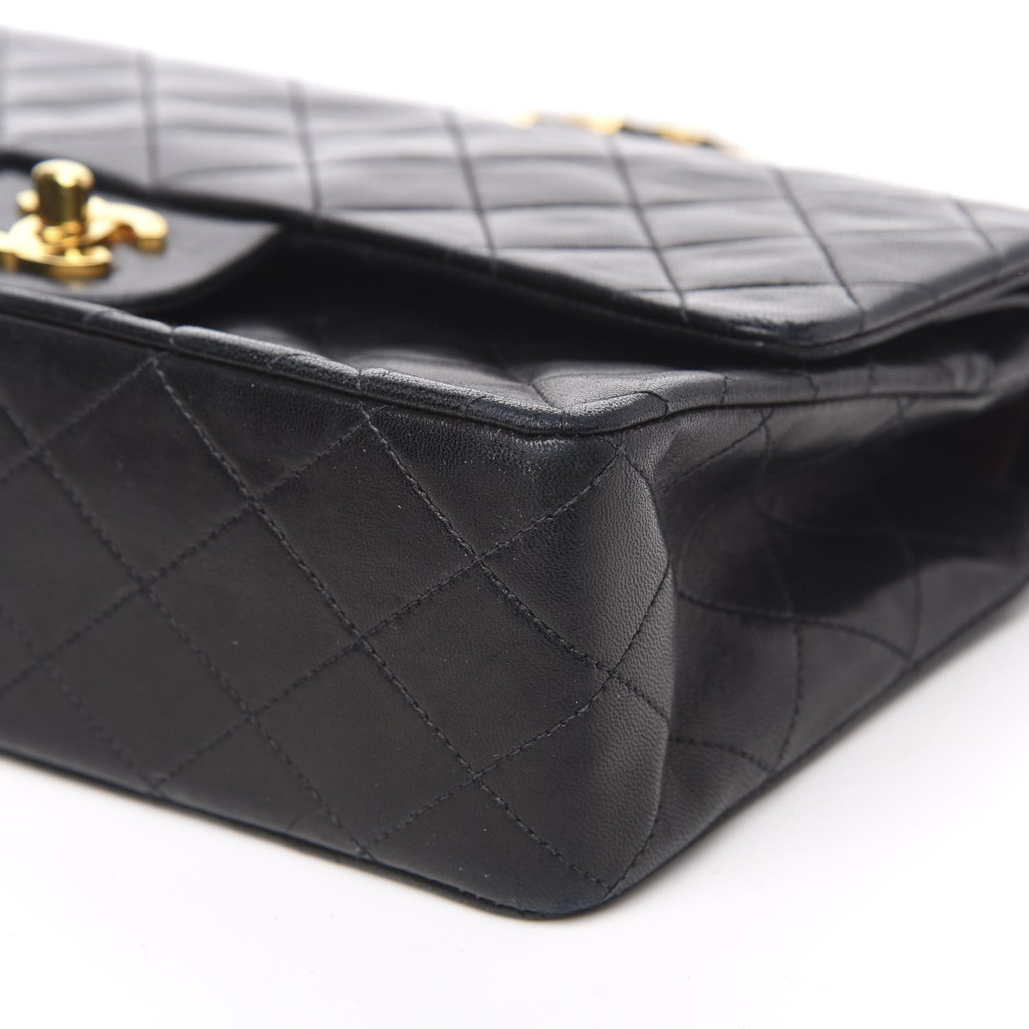 Lambskin Quilted Medium Double Flap Black