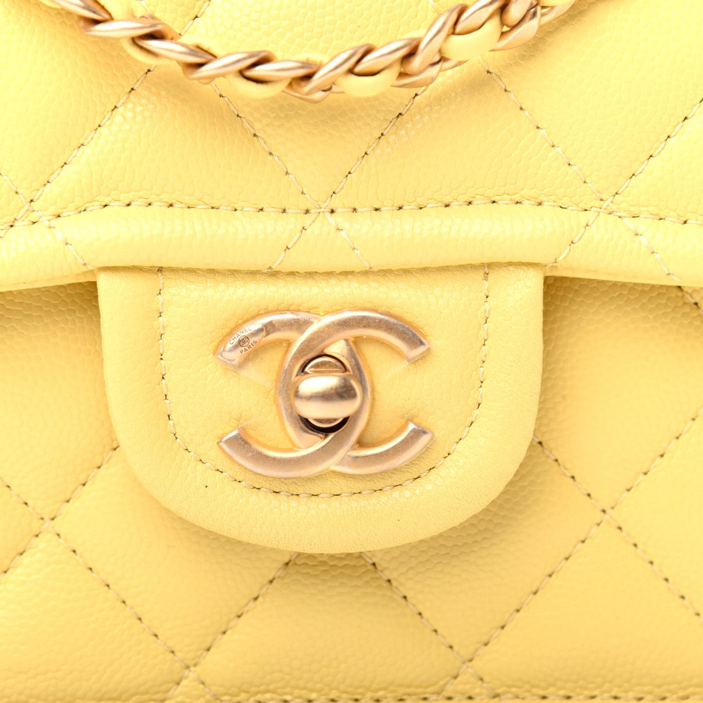 Caviar Quilted Mini Sweet Classic Flap Yellow