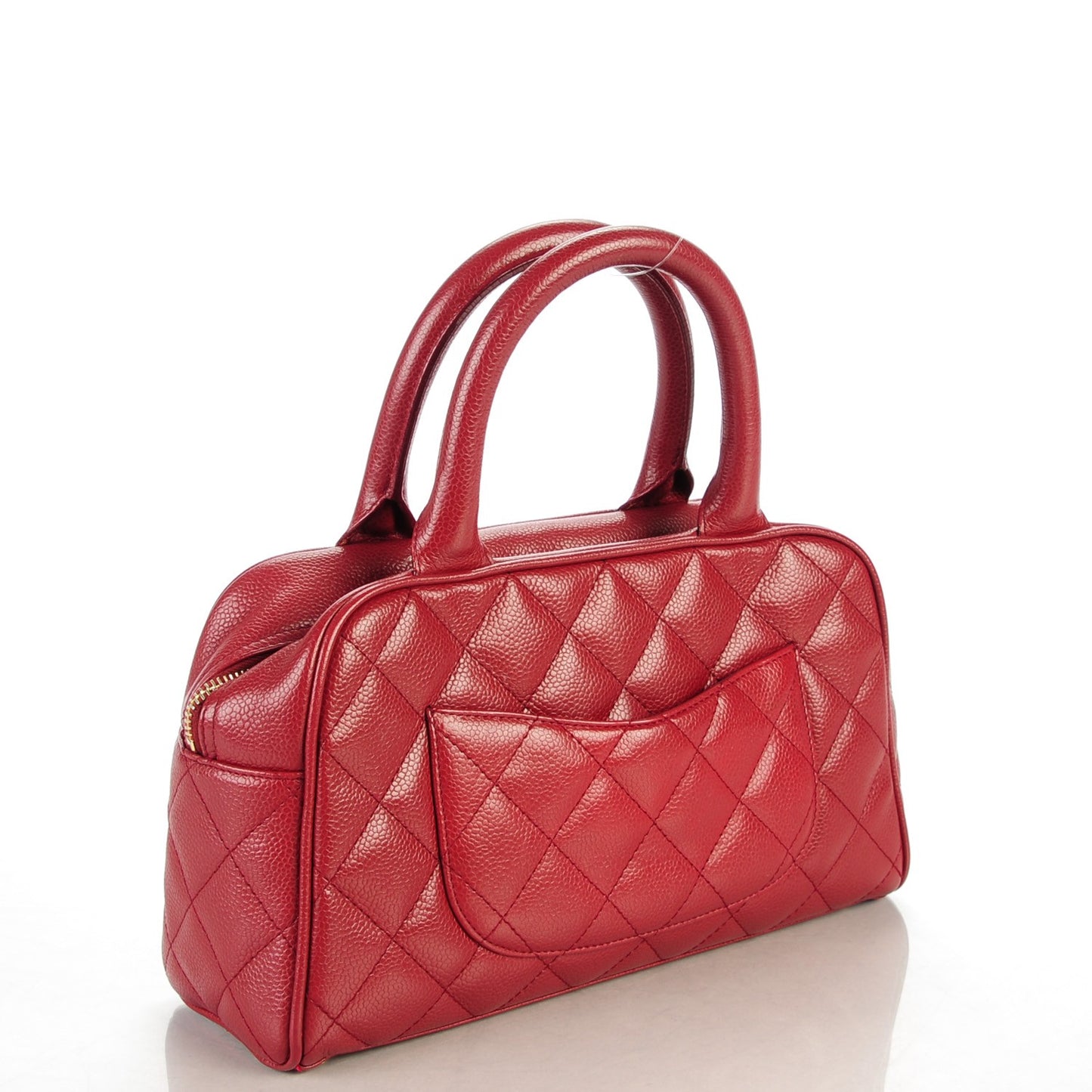 Caviar Quilted Small Bowler Red