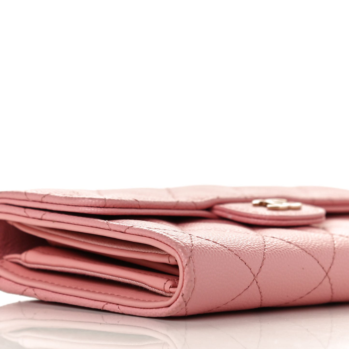 Caviar Quilted Medium Flap Wallet Pink