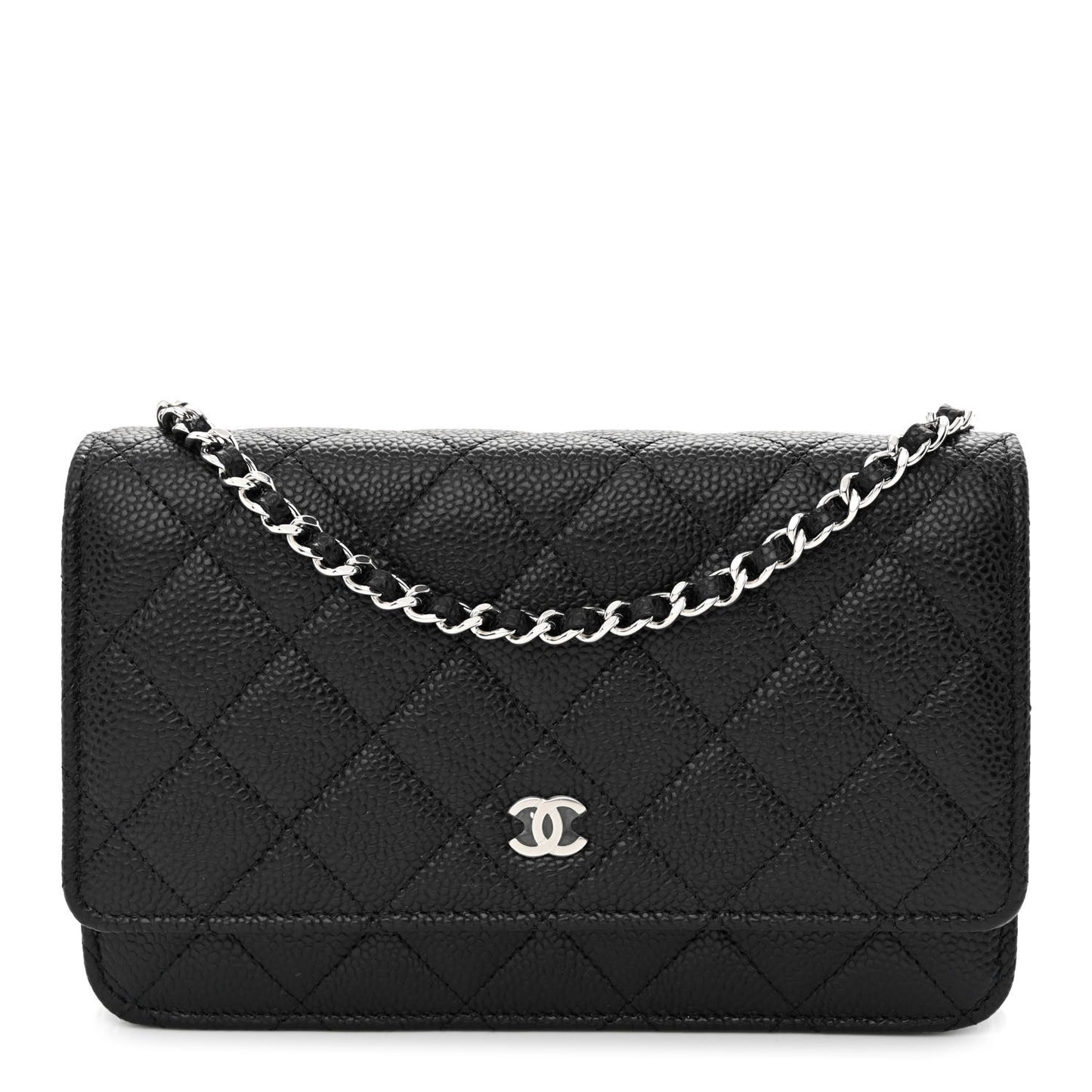 Caviar Quilted Wallet on Chain WOC Black