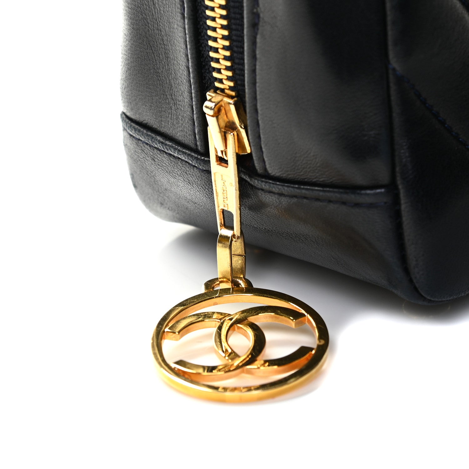 Chanel Lambskin Chevron Quilted Shoulder Bag Navy 11 of 13