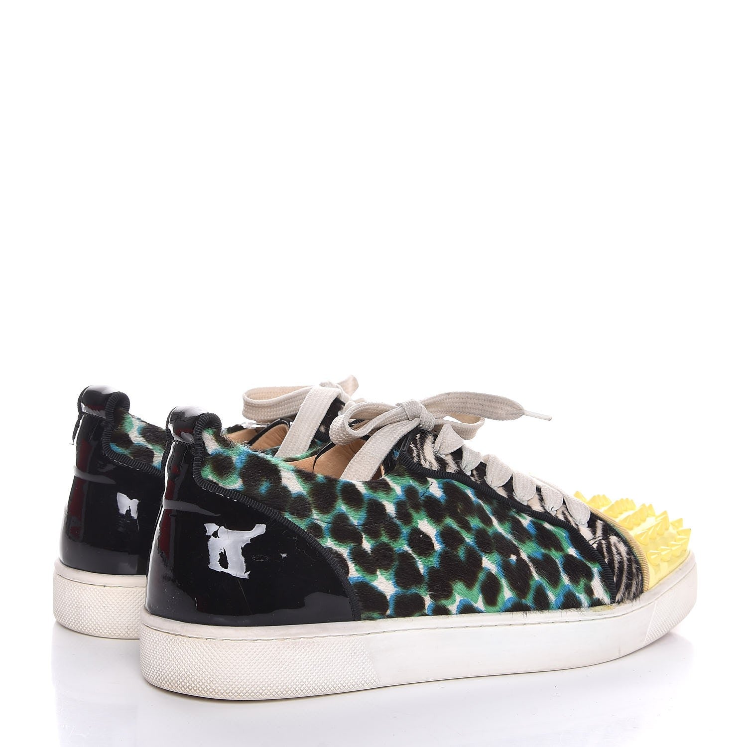 Christian Louboutin Calf Hair Leopard Print Louis Junior Spikes Flat Sneakers 38 4 of 13