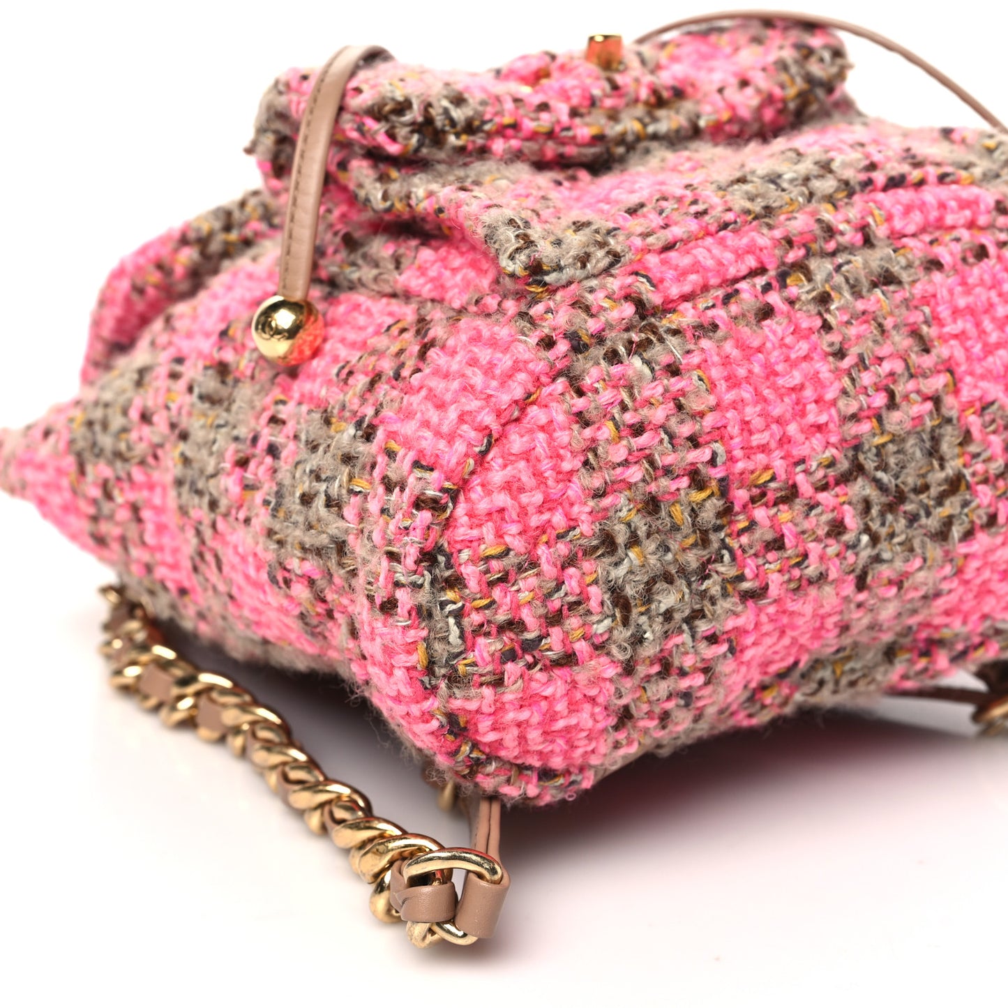 Wool Tweed Elegant Backpack Pink Brown