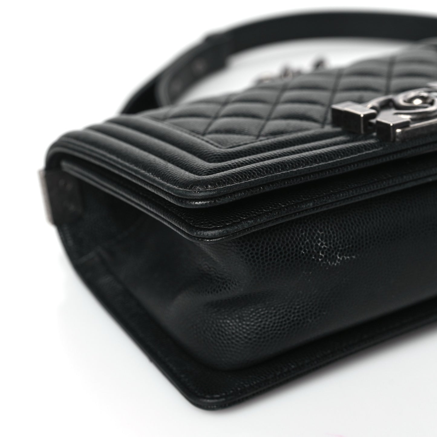 Caviar Quilted Small Boy Flap Black