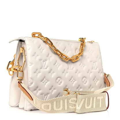 Louis Vuitton Lambskin Embossed Monogram Coussin PM Beige Cream 3 of 11