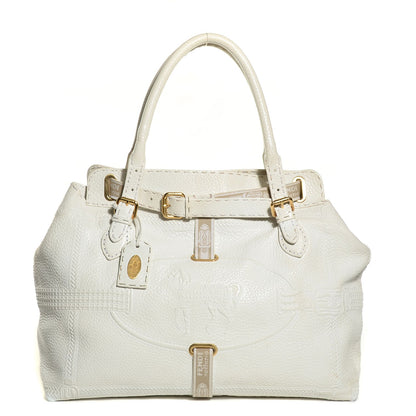 Fendi Calfskin Romano Selleria Large Villa Borghese Tote Bianco 1 of 9