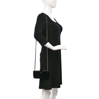 Chanel Velvet Quilted Small Clutch With Chain Black 2 of 11