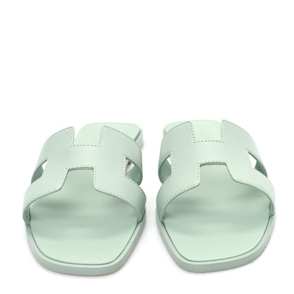 Hermes Calfskin Oran Sandals 38.5 Vert D'eau 2 of 9