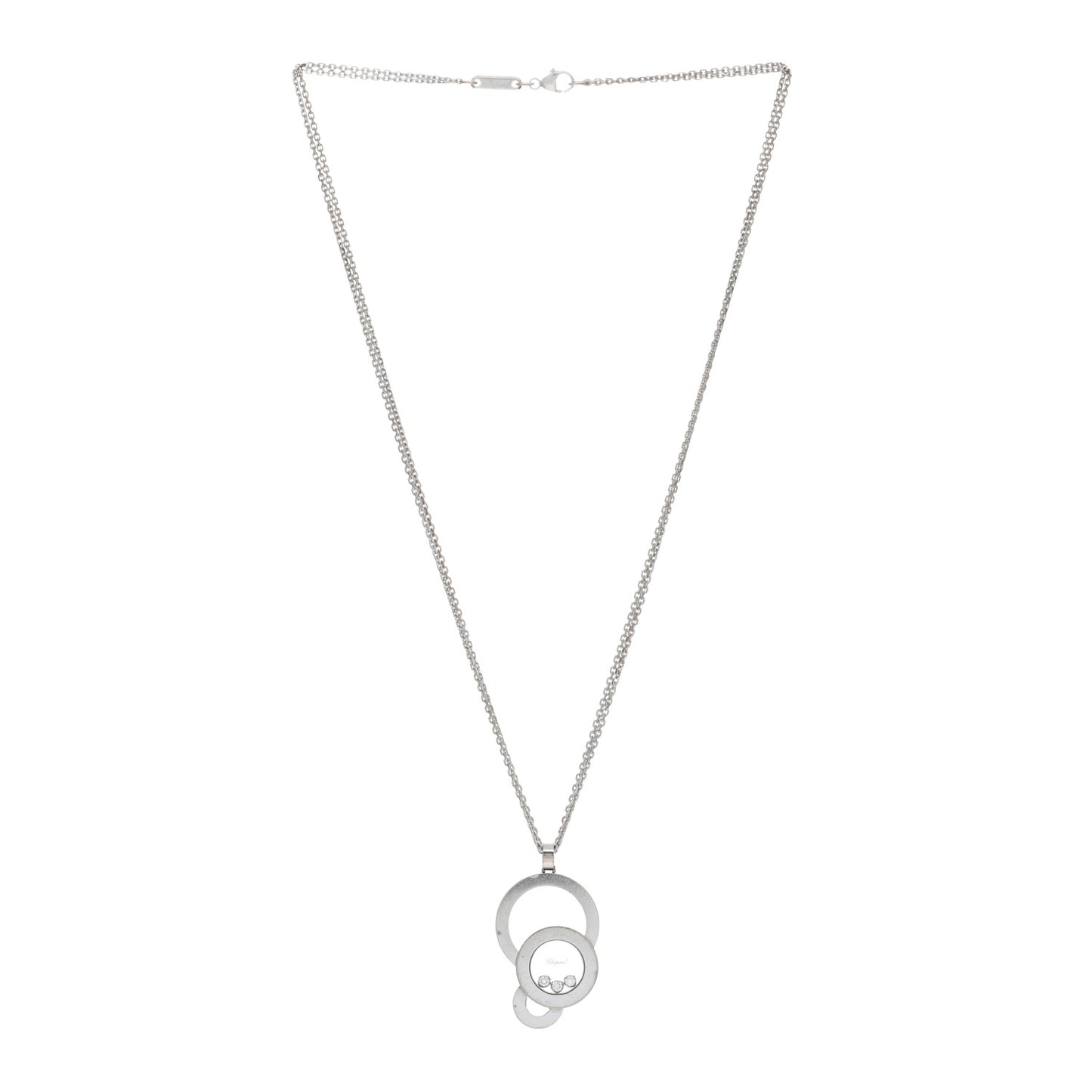 18K White Gold 3 Diamond Happy Bubbles Pendant Necklace