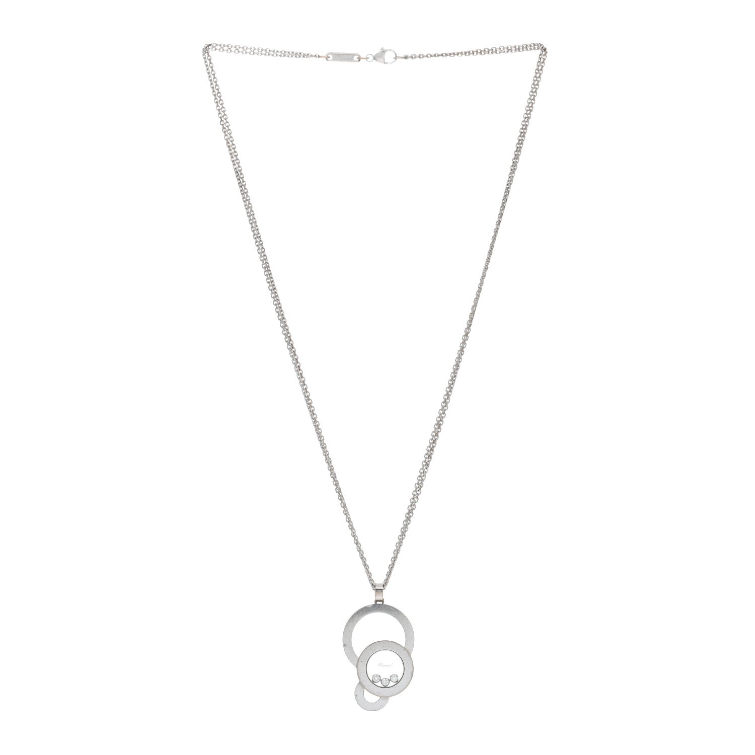 Chopard 18K White Gold 3 Diamond Happy Bubbles Pendant Necklace 3 of 4