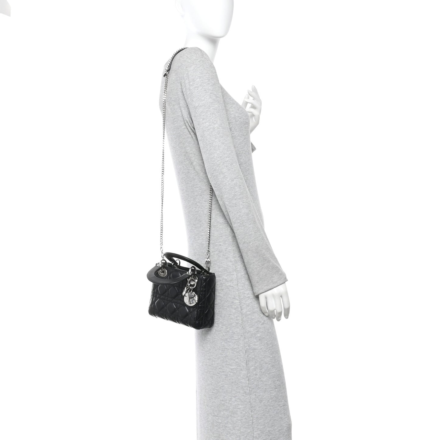 Lambskin Cannage Mini Lady Dior Black