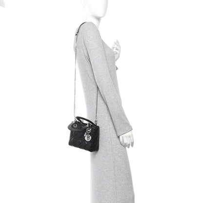 Christian Dior Lambskin Cannage Mini Lady Dior Black 2 of 12