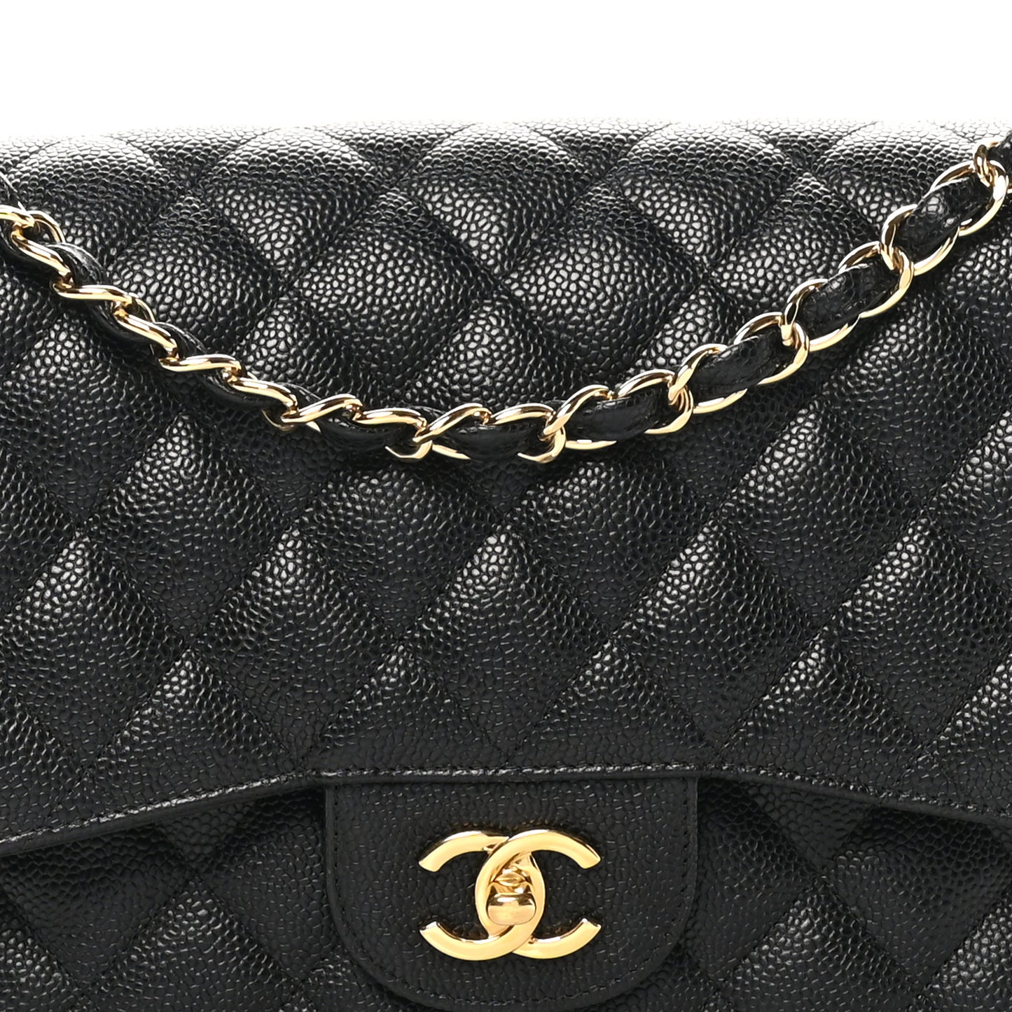 Caviar Quilted Jumbo Double Flap Black