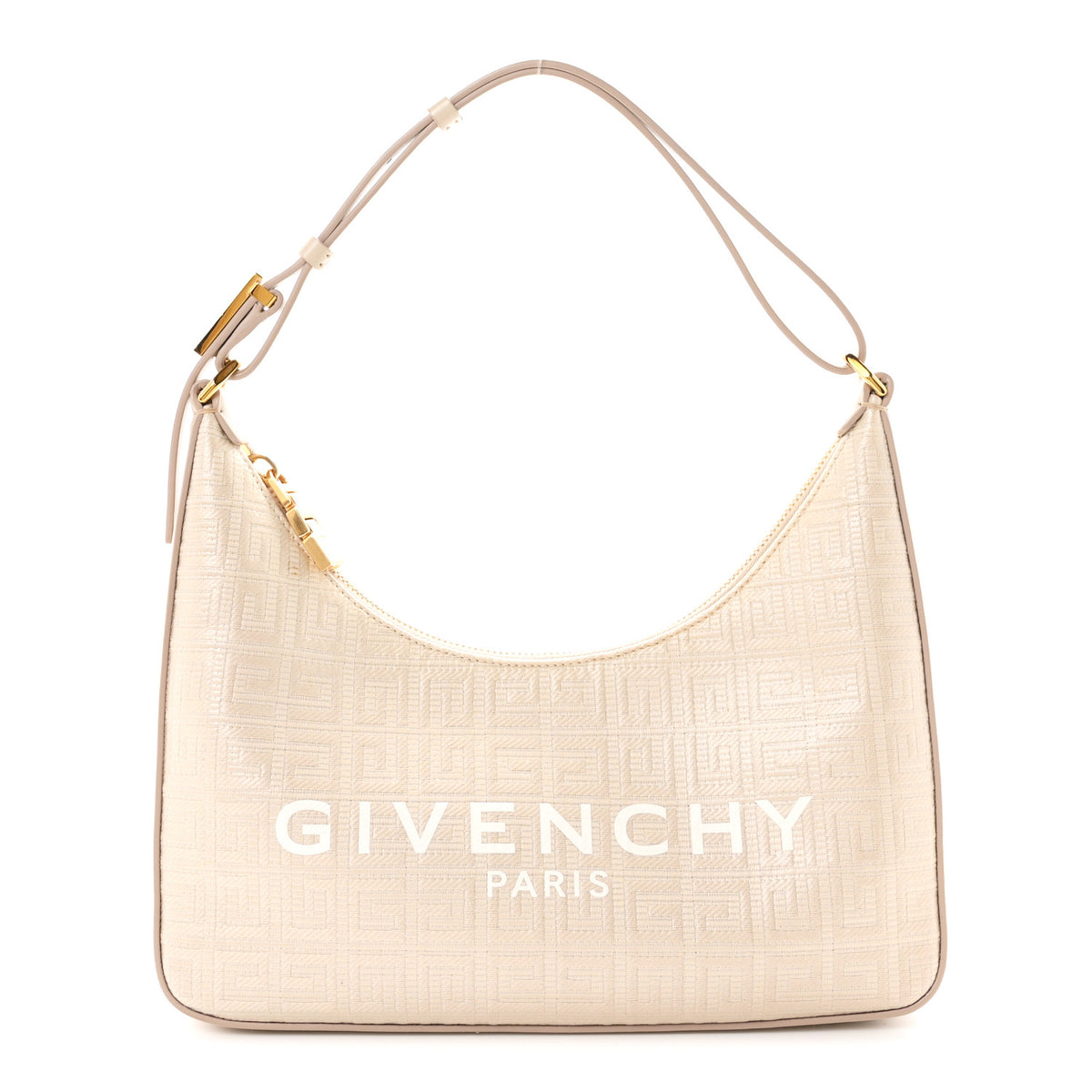 Givenchy Coated Canvas Logo 4G Embossed Small Moon Cut Out Shoulder Bag Natural Beige 1 of 10