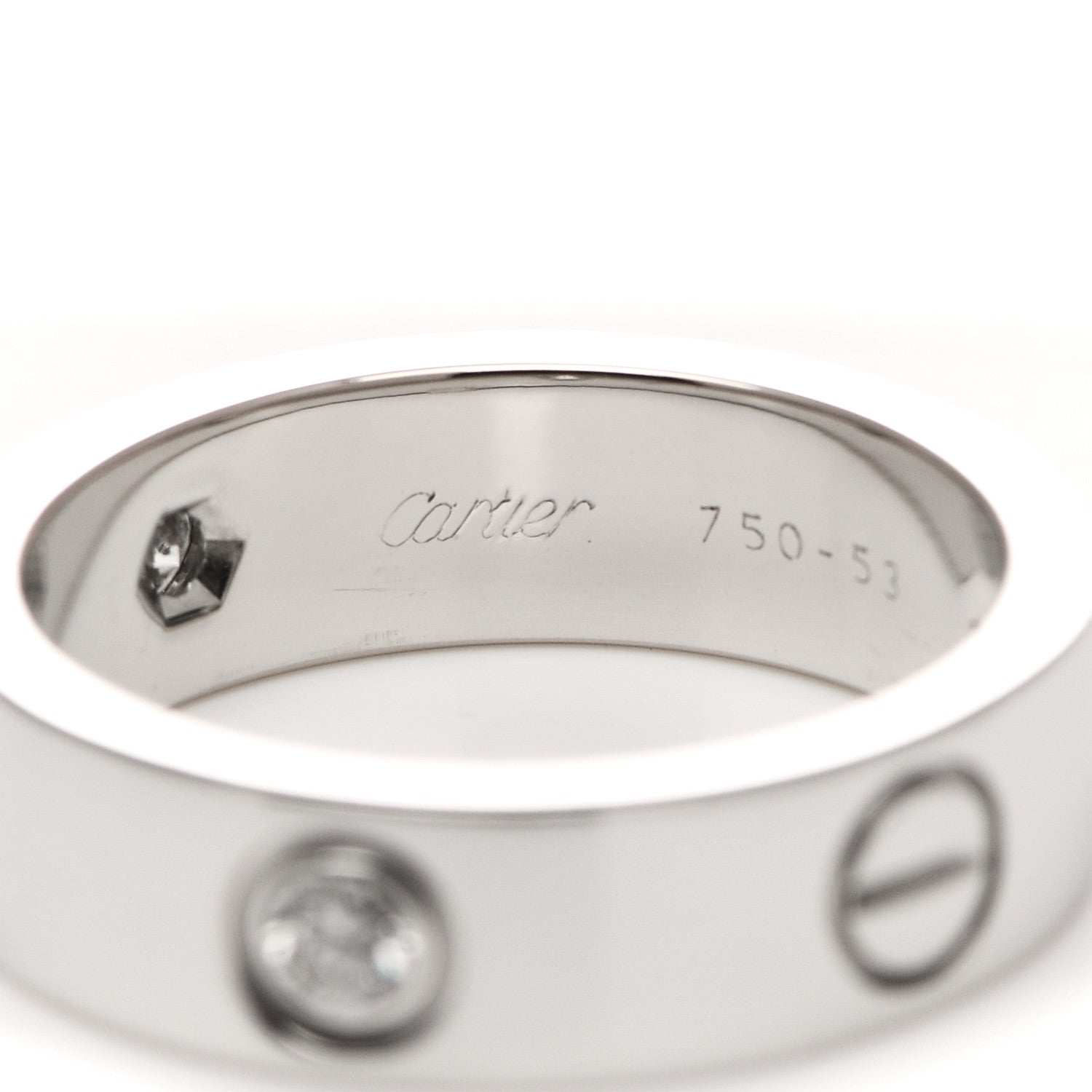 Cartier 18K White Gold 3 Diamond 5.5mm LOVE Ring 53 6.5 4 of 5