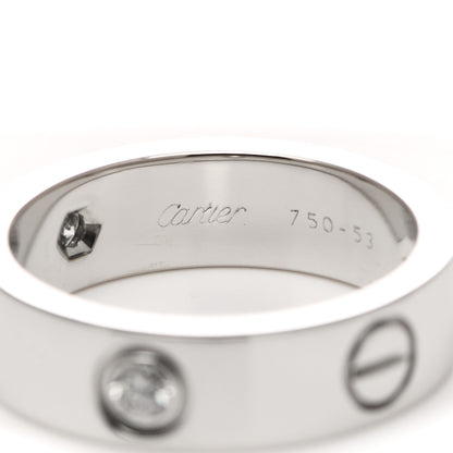 Cartier 18K White Gold 3 Diamond 5.5mm LOVE Ring 53 6.5 4 of 5