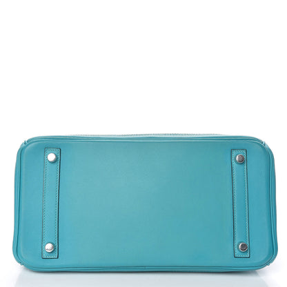 Hermes Togo Swift Ghillies Birkin 30 Turquoise 6 of 29