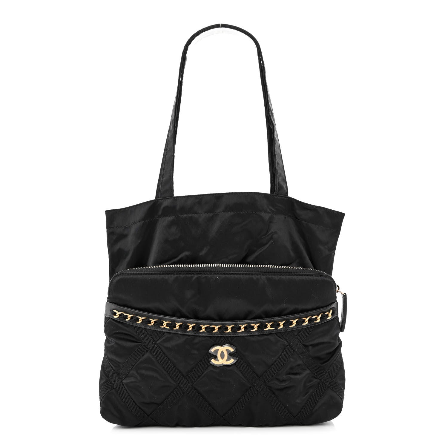 Chanel Nylon Grosgrain Large Lifestyle Pouch With Foldable Tote Black 1 of 14