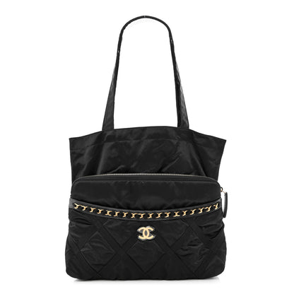 Chanel Nylon Grosgrain Large Lifestyle Pouch With Foldable Tote Black 1 of 14