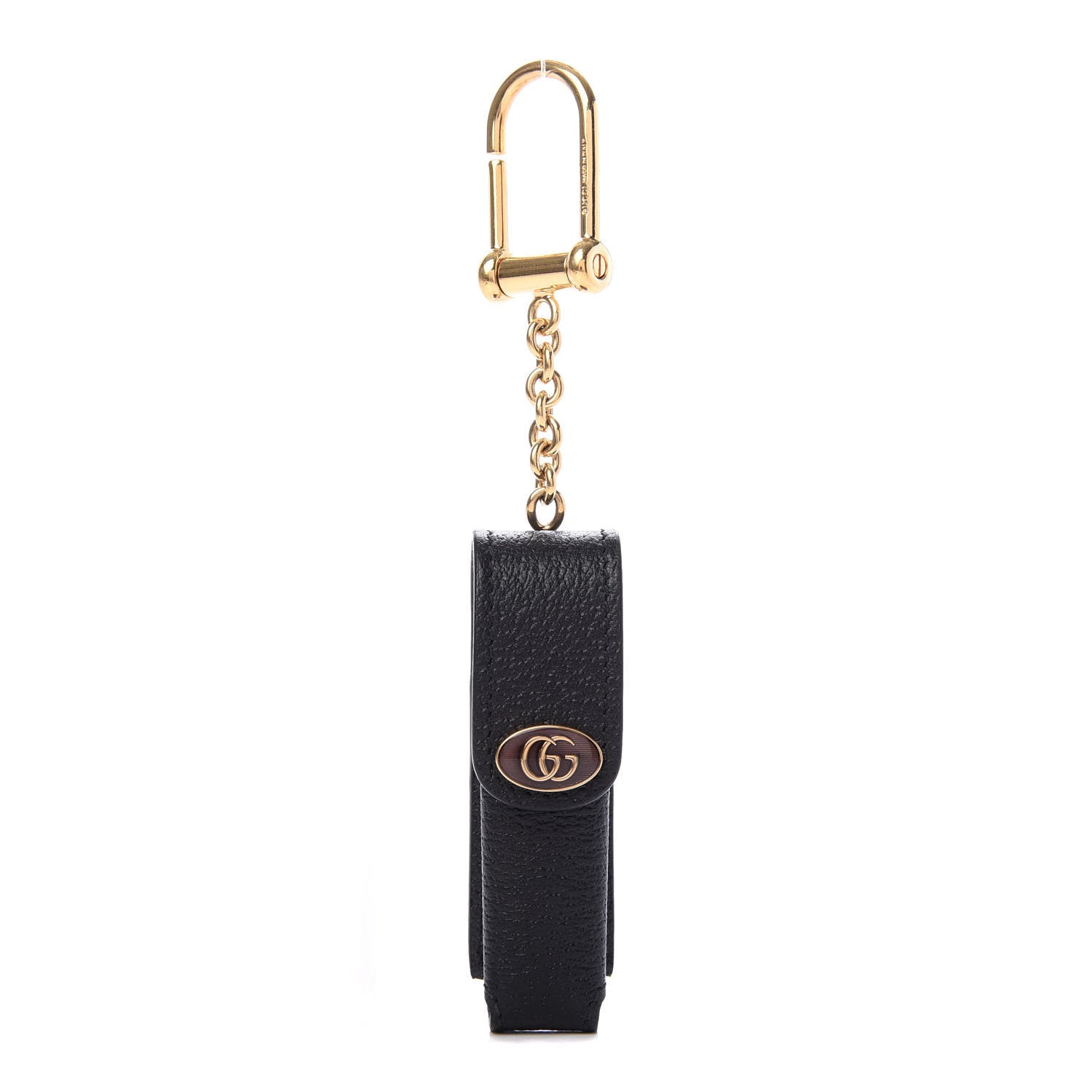 Gucci Textured Calfskin Enamel Single Porte Rouges Keychain Black 1 of 4