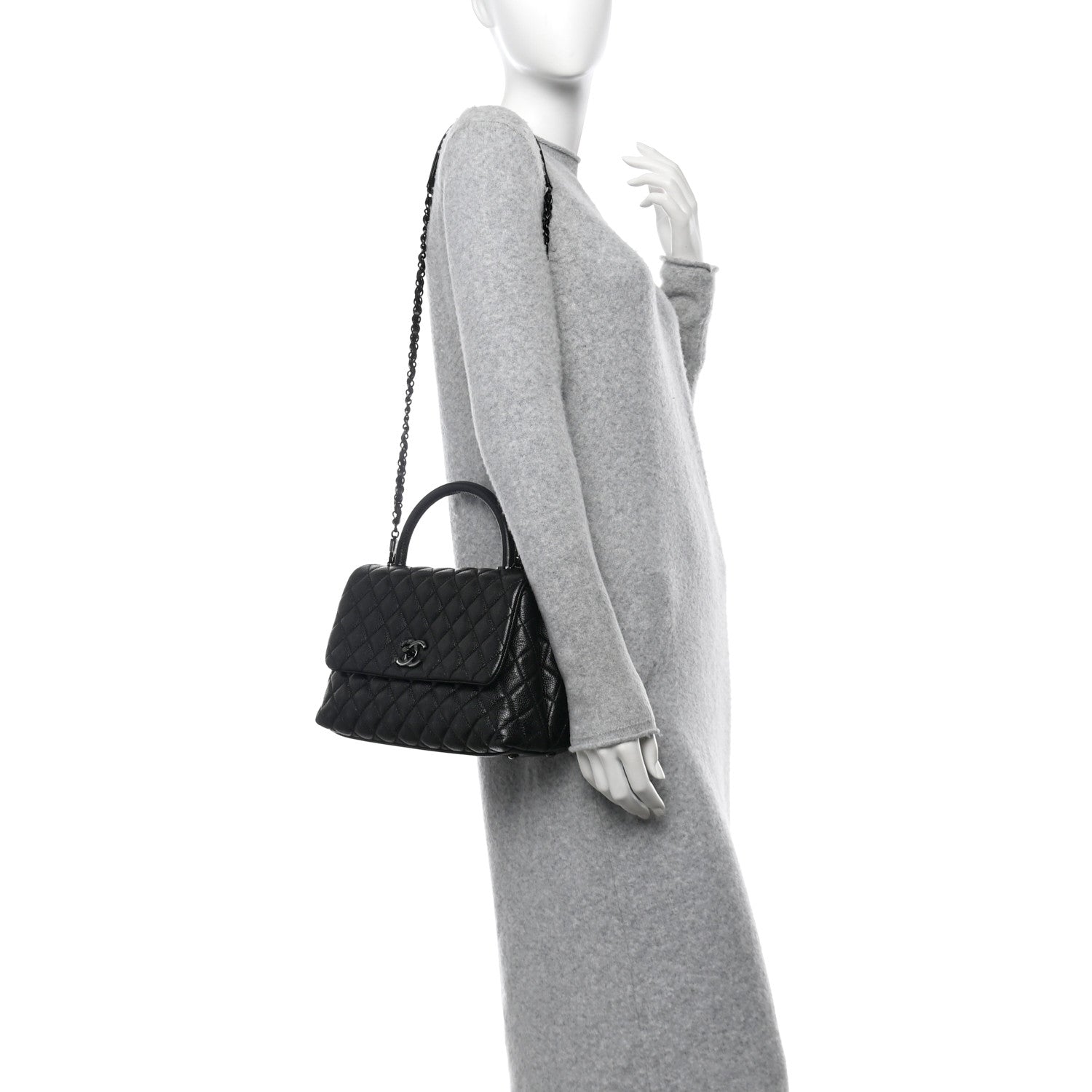 Chanel Caviar Quilted Small Coco Handle Flap So Black 2 of 11