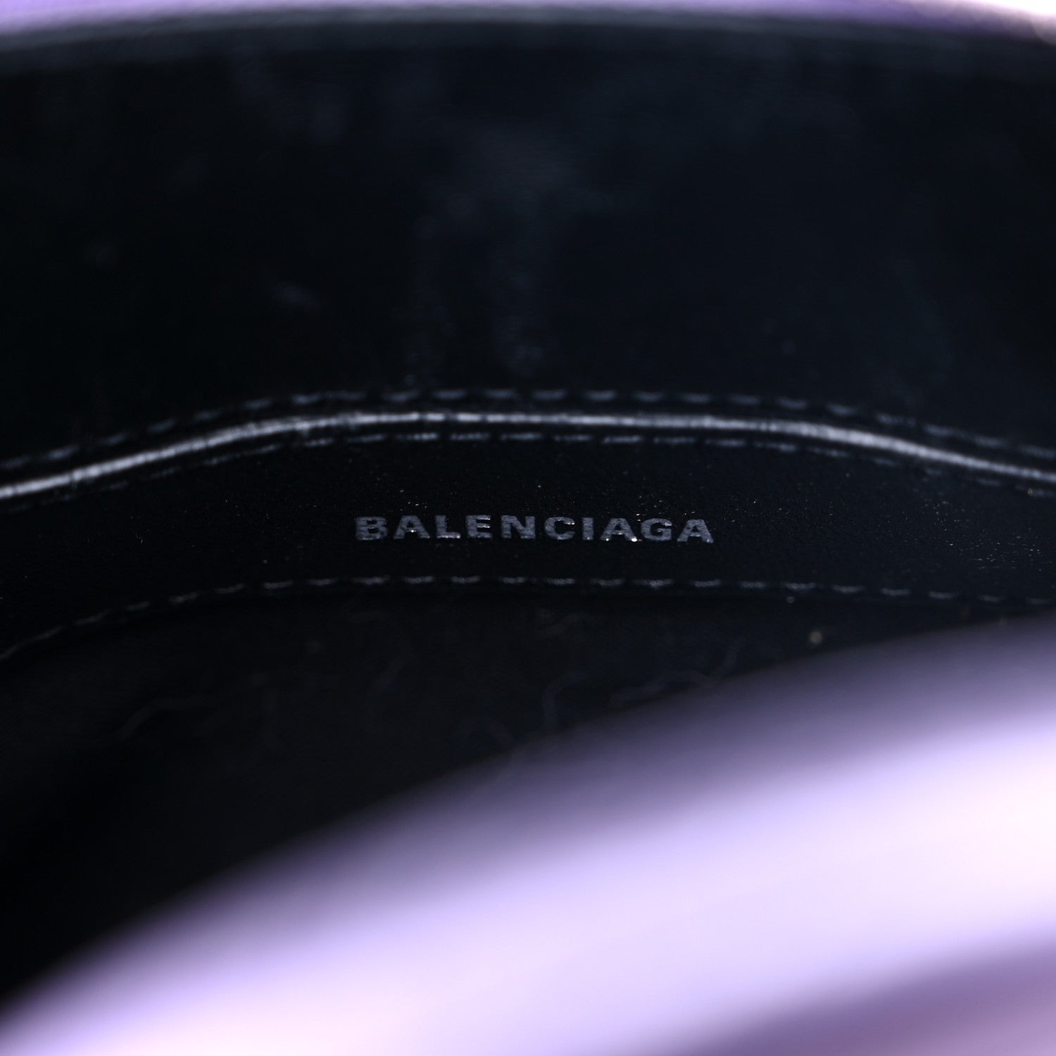 Balenciaga Shiny Calfskin Logo Crocodile Embossed XXS Ville Top Handle Bag Lilac White 5 of 9
