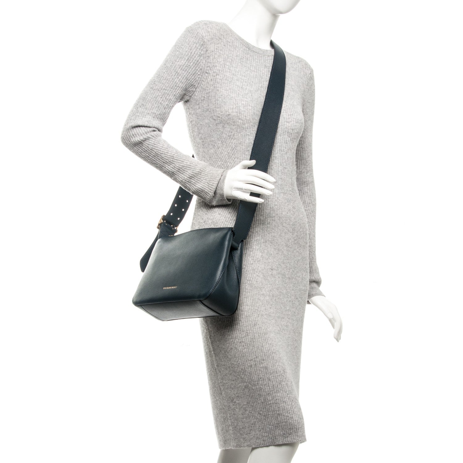 Burberry Soft Grain Calfskin Helmsley Crossbody Bag Blue Carbon 2 of 8