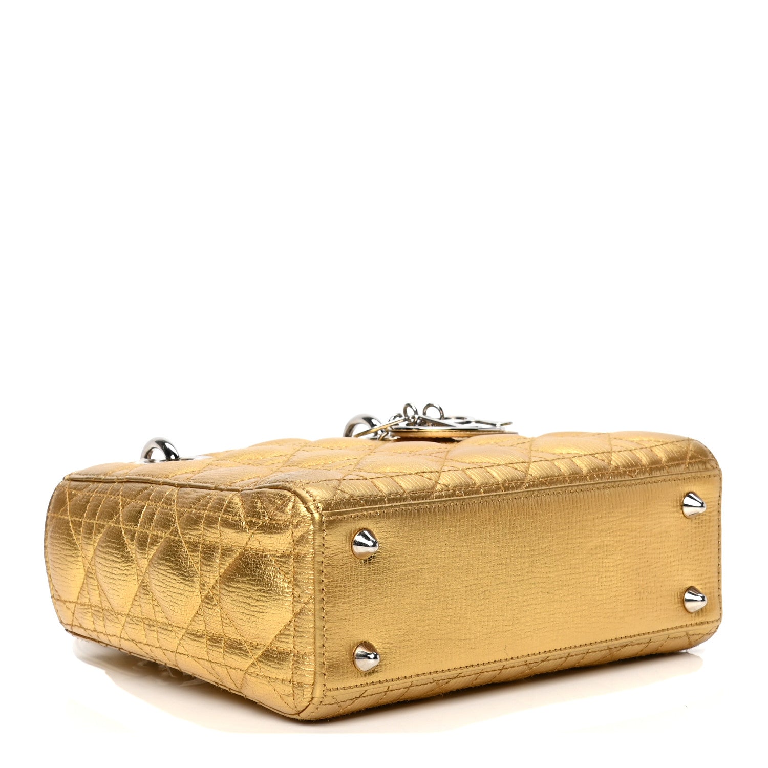 Christian Dior Metallic Grained Calfskin Cannage Small Lucky Badges My Lady Dior Gold 3 of 7