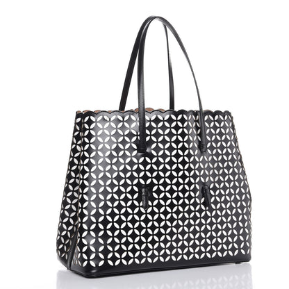 Alaia Calfskin Laser Cut Petale Mina 32 Bag Black White 4 of 14