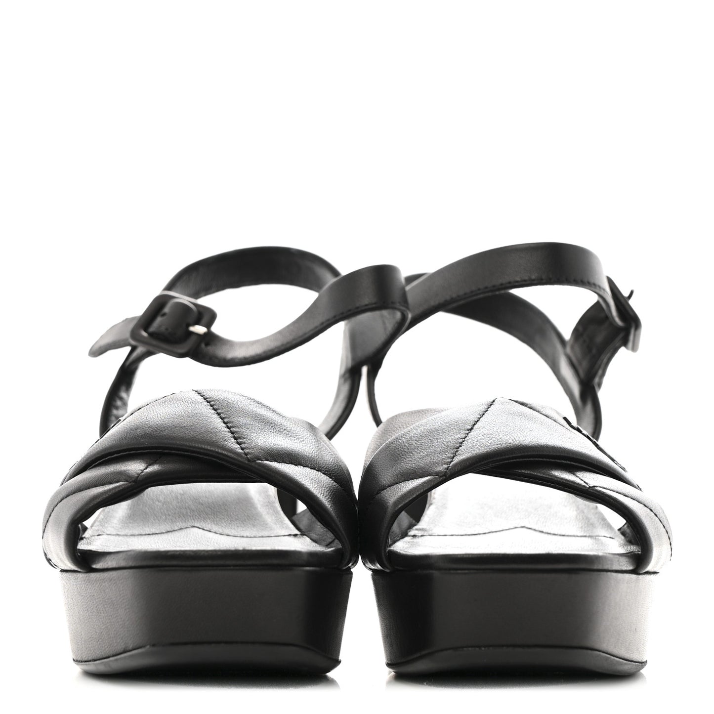 Nappa Logo Quilted Crisscross Platform 20/65mm Sandals 39.5 Black